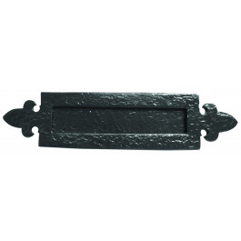 JAB13 - Letterplate Fleur De Lys 350mm x 85mm - Black Antique