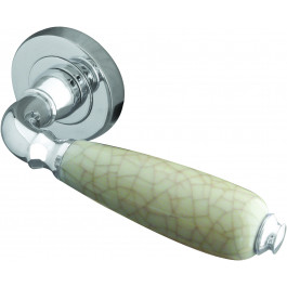 Oxford Cream Crackel China Lever on Rose Door Handle  - Cream Crackle China/ Polished Chrome-JC6003PC