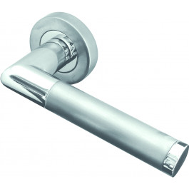 Mitred Designer Lever on Rose Jedo Door Handle - Polished Chrome/ Satin Chrome-JV435PCSC