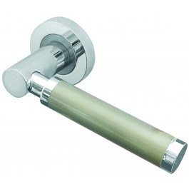 Charlotte Designer Lever on Rose Jedo Door Handle - Polished Chrome/ Satin Nickel-JV467PCSN