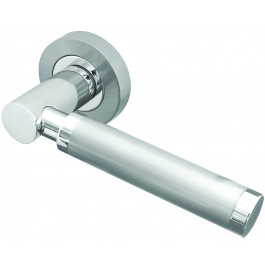 Avantime Designer Lever on Rose Jedo Door Handle - Polished chrome/ Satin Chrome-JV555PCSC