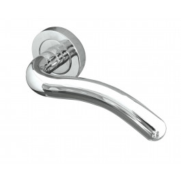 Flow Paja Designer Lever on Rose Door Handle - Polished Chrome & Satin Chrome-JV630