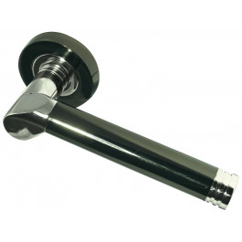 Octavia Designer Lever on Rose Jedo Door Handle - Polished Chrome/ Polished Black Nickel-JV765PCBN