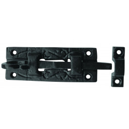 JAB25 - Curly Straight Door Bolt 100mm - Black Antique