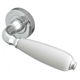 Oxford White China Lever on Rose Door Handle-Polished/chrome-JC6002PC