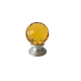 JH1256 Amber Coloured Glass Faceted Cupboard Knobs Jedo Satin Chrome