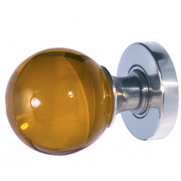 JH5205 Amber Coloured Plain Ball Glass Sprung Mortice Knob Furniture Jedo