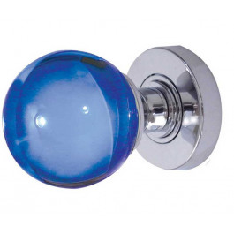 JH5207 Blue Coloured Plain Ball Glass Sprung Mortice Knob Furniture Jedo