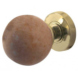 JH5213-PB Sunset Red Marble Sprung Mortice Knobs Jedo Polished Brass