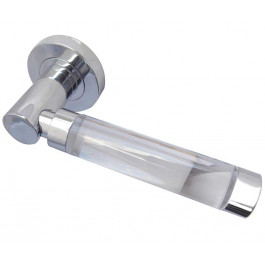 JH5314 Milo Glass Designer Lever on Rose- Polished Chrome & Satin Chrome