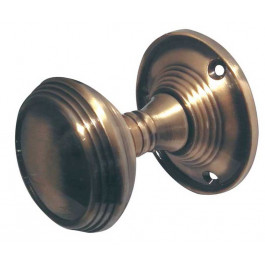 JV181M-AB Lined Unsprung Mortice Knob on Round Rose Jedo Antique Brass