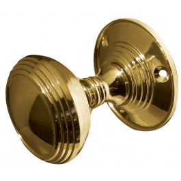 JV181M-PB Lined Unsprung Mortice Knob on Round Rose Jedo Polished Brass