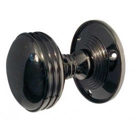 JV182M-PBN Ringed Unsprung Mortice Knob on Round Rose Jedo Polished Black Nickel