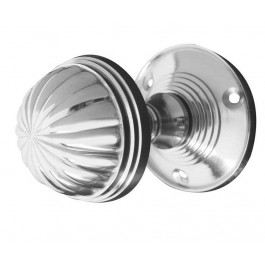 JV183M-PC Fluted Unsprung Mortice Knob on Round Rose Jedo Poilshed Chrome