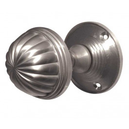 JV183M-SC Fluted Unsprung Mortice Knob on Round Rose Jedo Satin Chrome