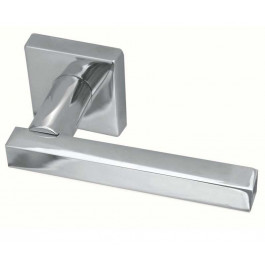 Kubus Paja Straight Designer Lever on Square Rose Door Handle - Polished Chrome & Satin Chrome & Dark Bronze-JV4001