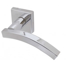 Kubus Paja Curved Designer Lever on Square Rose Door Handle - Polished Chrome & Satin Chrome and Dark Bronze-JV4002