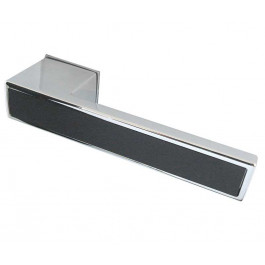 Ebony Reguitti Designer Lever on Square Rose Door Handle - Polished Chrome & Satin Chrome-JV425