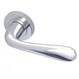 Classic Reguitti Designer Lever on Rose Door Handle - Polished Chrome & Satin Chrome-JV440