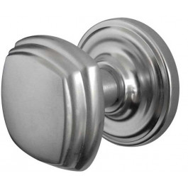 JV64-SC Art Deco Unsprung Mortice Door Knobs on Round Rose, Jedo Satin Chrome