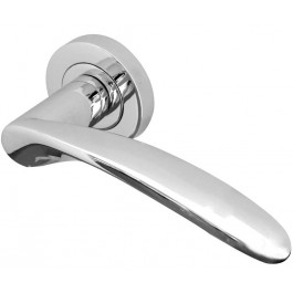 Monaco Designer Lever on Rose Door Handle -Polished Chrome-Satin Chrome- JV690