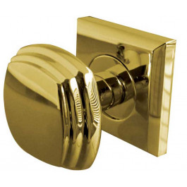 JV74-PB Art Deco Square Rose Mortice Door Knobs Jedo Polished Brass