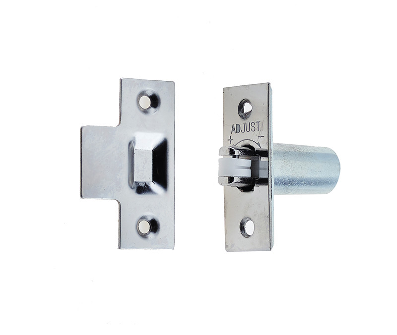 J8075PC Adjustable Rollerbolt Catch With Nylon Roller, Polished Chrome - J8075PC