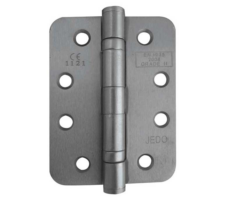 J8500R - SatinChrome Radiused 102x76mm steel Ball bearing hinge Fire rated C11 30/60 mins 