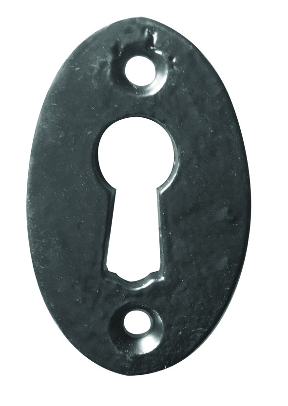 JAB75 - Oval Key Hole Escutcheon 50mm - Black Antique