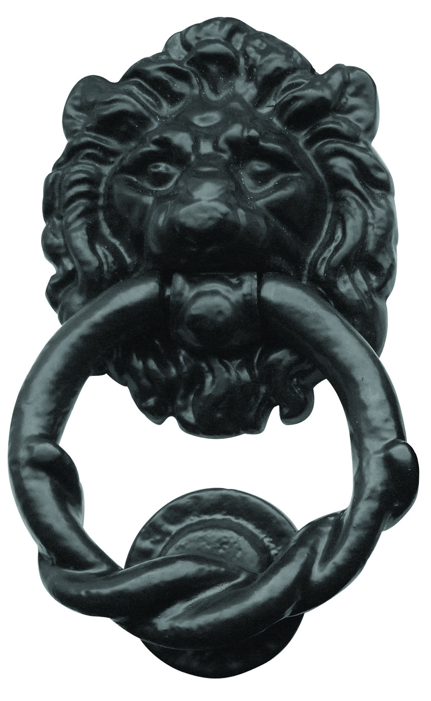 JAB8 - Large Lion Head Door Knocker 165mm x 100mm - Black Antique