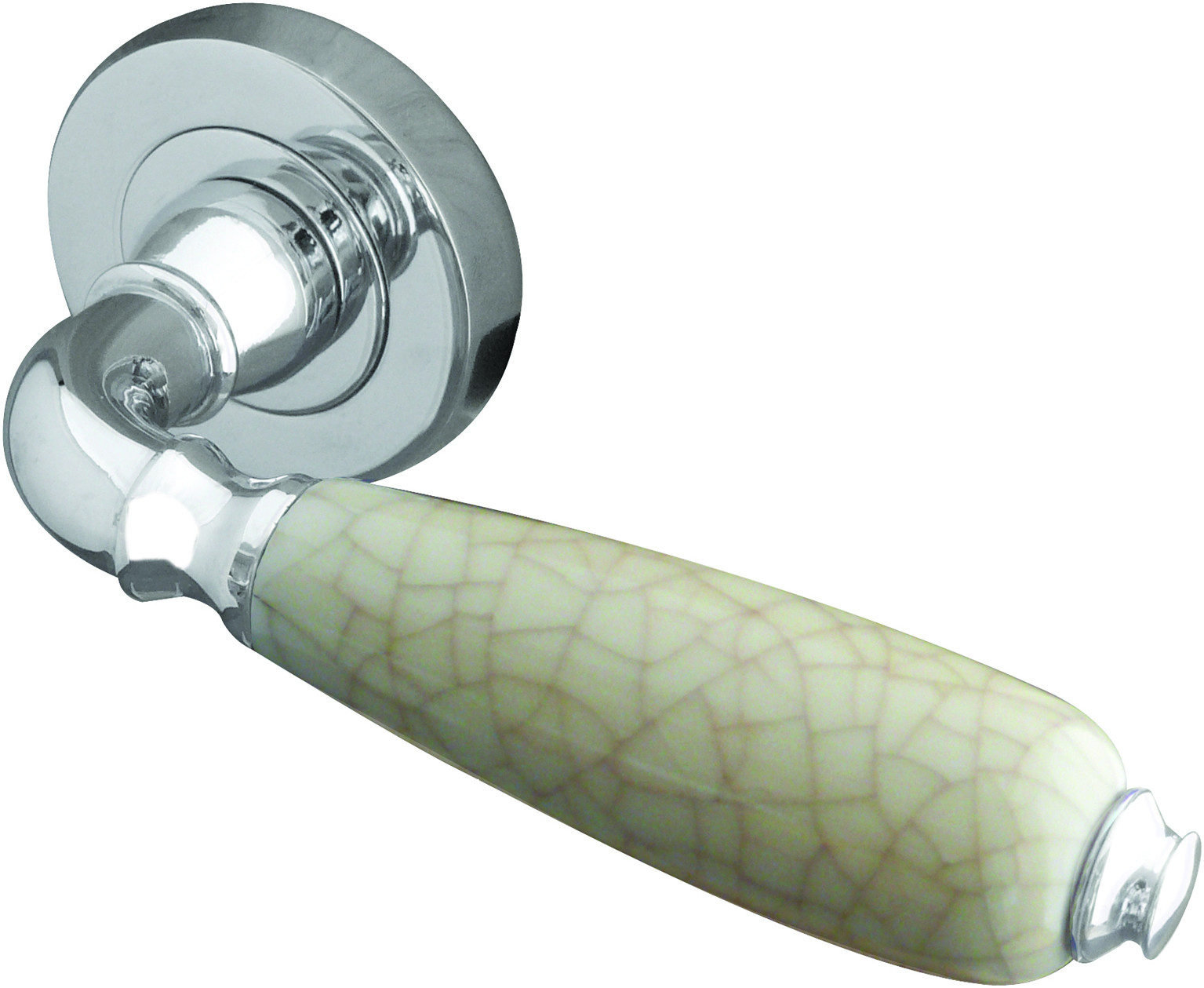 Oxford Cream Crackel China Lever on Rose Door Handle  - Cream Crackle China/ Polished Chrome-JC6003PC