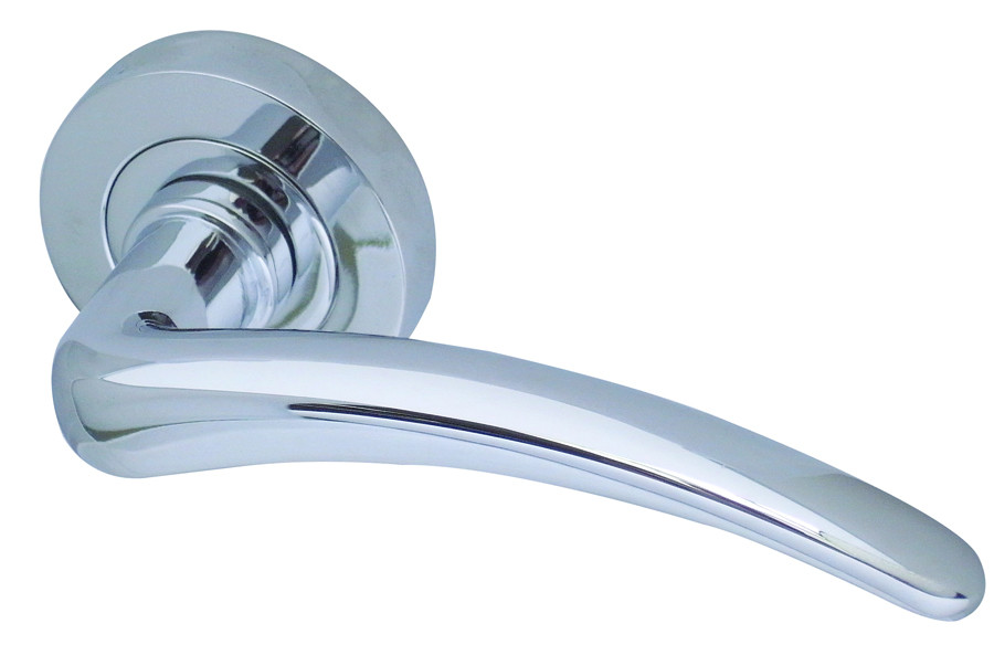 Gull Designer Lever on Rose Jedo Door Handle - Polished Chrome-JV420PC