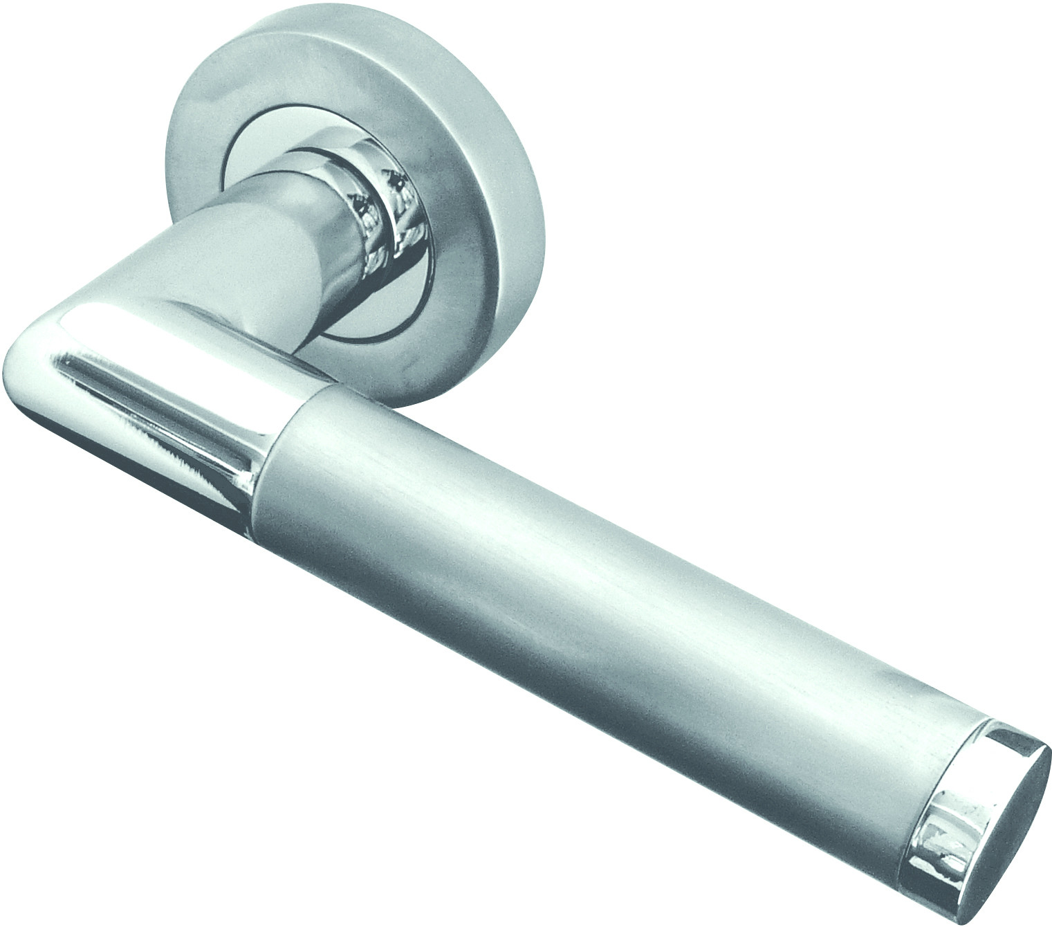 Mitred Designer Lever on Rose Jedo Door Handle - Polished Chrome/ Satin Chrome-JV435PCSC