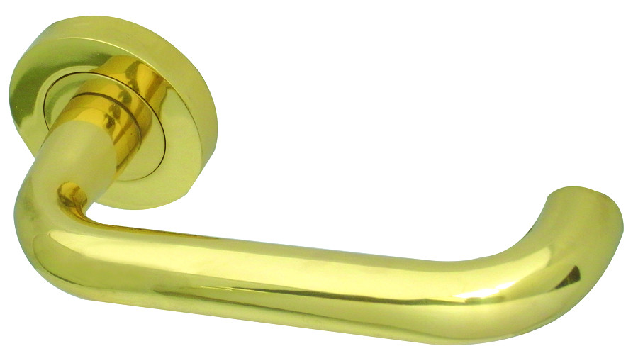 Thame Designer Lever on Rose Jedo Door Handle-Polished Brass-JV502PB