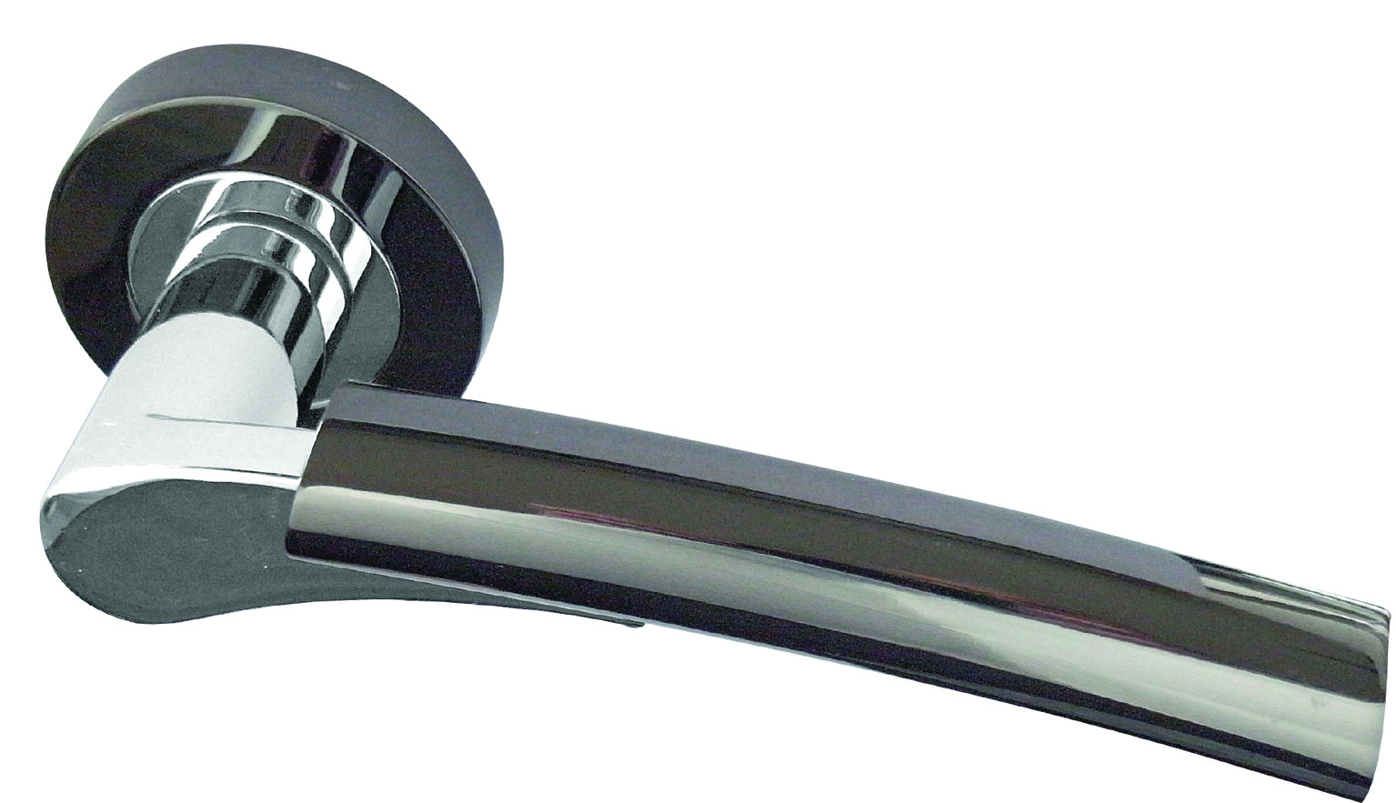 Arkus Designer Lever on Rose Jedo Door Handle - Polished Chrome/ Polished Black Nickel-JV760PCBN
