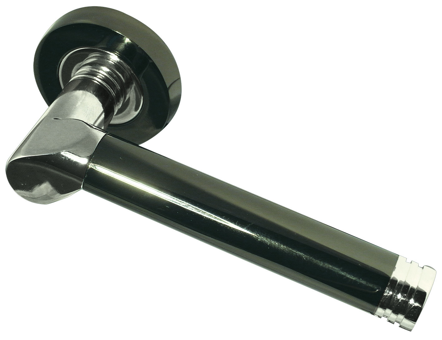 Octavia Designer Lever on Rose Jedo Door Handle - Polished Chrome/ Polished Black Nickel-JV765PCBN