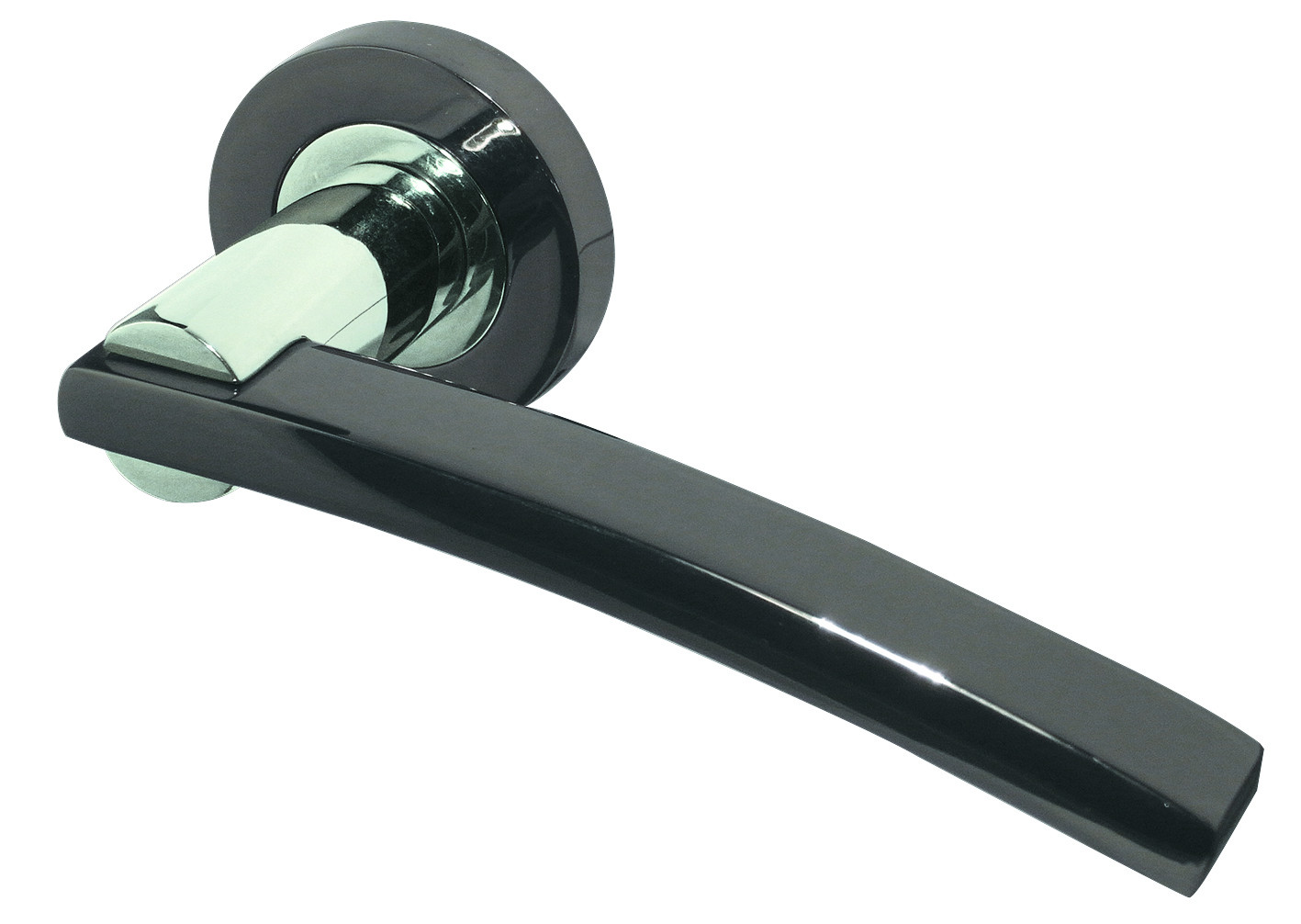 Modena Designer Lever on Rose Jedo Door Handle - Polished Chrome/ Polished Black Nickel-JV780PCBN