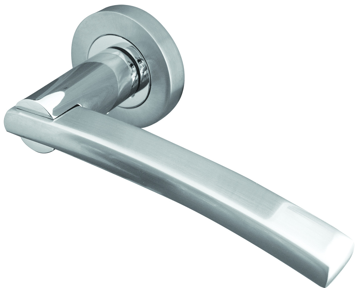 Modena Designer Lever on Rose Jedo Door Handle - Polished Chrome/ Satin Chrome-JV780PCSC