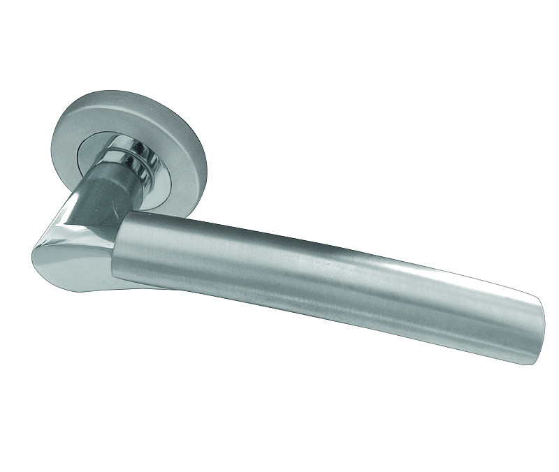 Capri Designer Lever on Rose Door Handle - Polished Chrome/ Satin Chrome-JV860PCSC