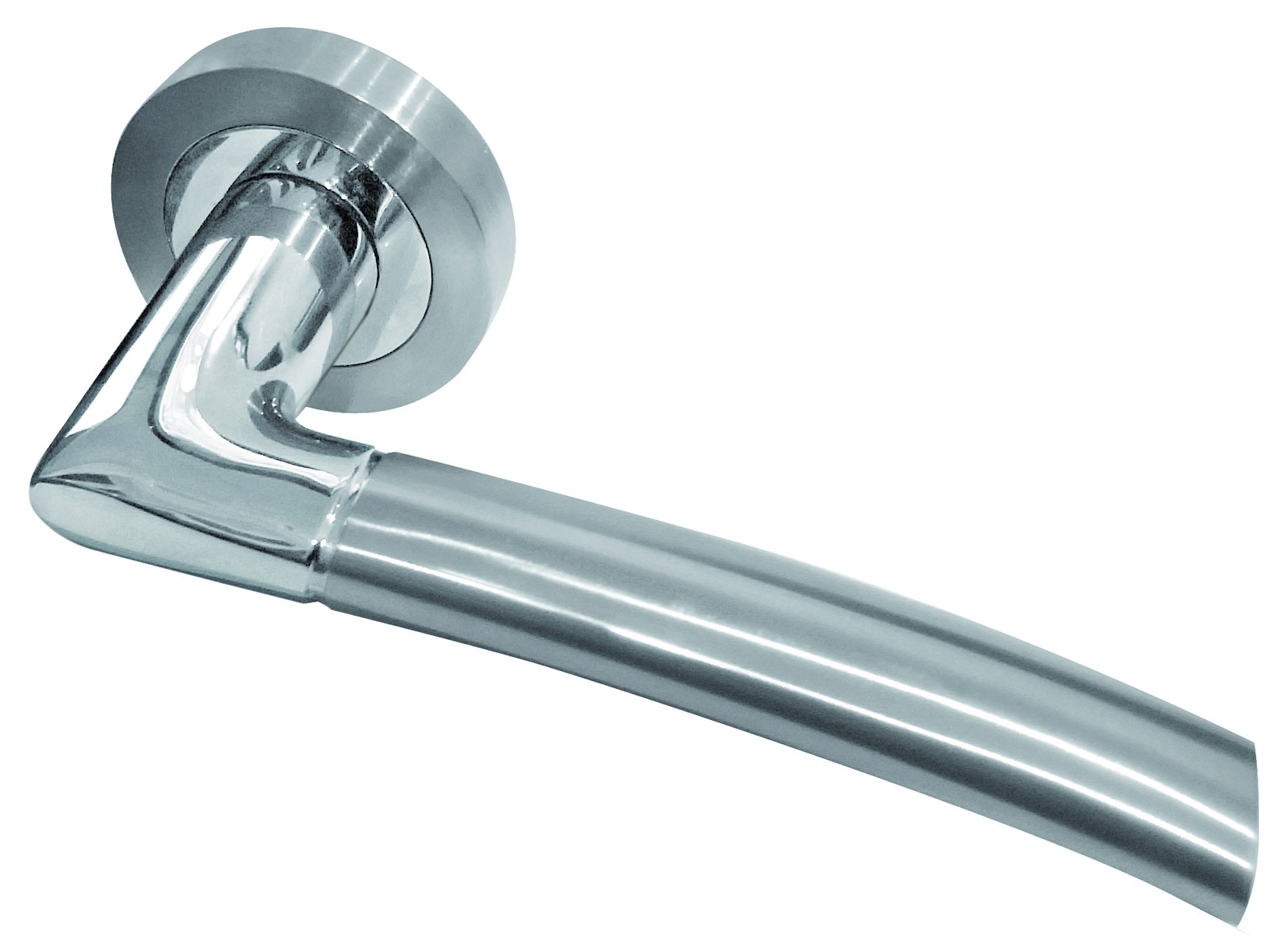 Lorenzo Designer Lever On Rose Door Handle - Polish Chrome/ Satin Chrome-JV861PCSC