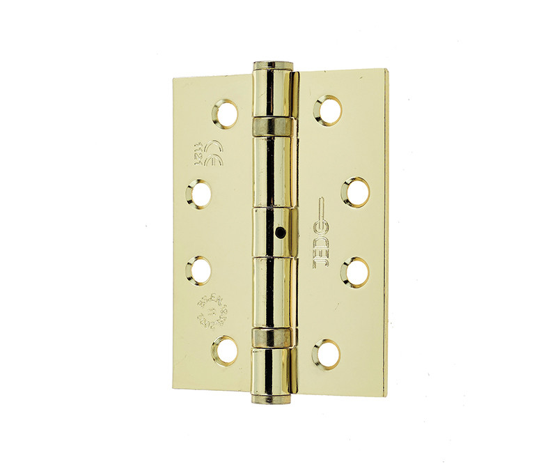 J8500 - Polished Brass PVD 102x76mm steel Ball bearing hinge Fire rated C11 30/60 mins 