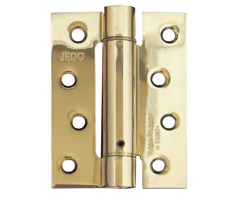J9800 Polished Brass PVD BULK BUY Box of 10  Self-Closing Spring Hinge Fire Tested 30mins 102mm x 76mm Pack of 3 - Box of 10