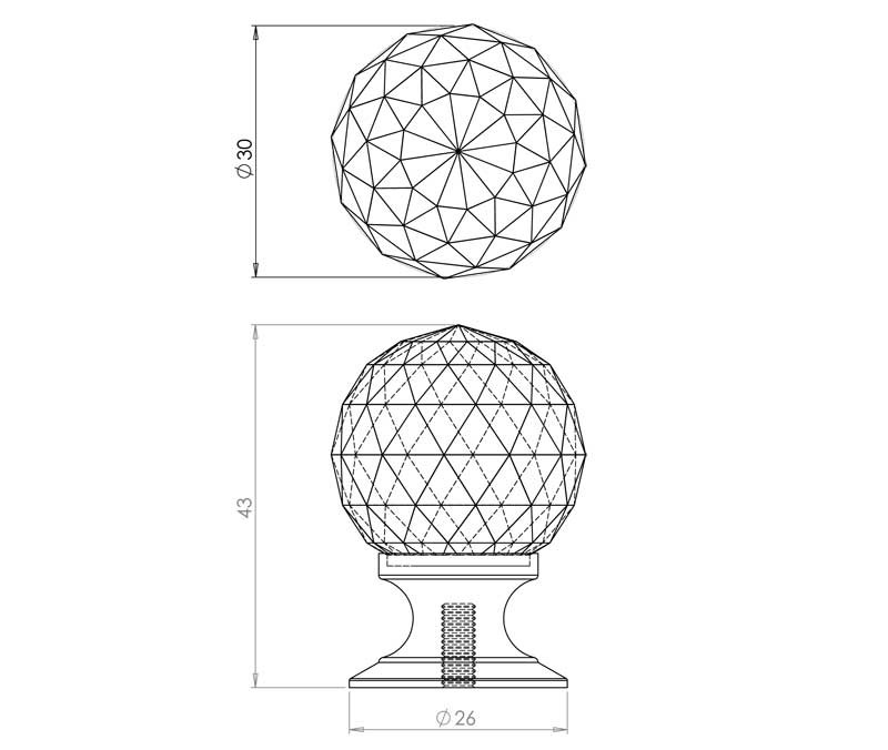 JH1256 Amber Coloured Glass Faceted Cupboard Knobs Jedo Polished Chrome