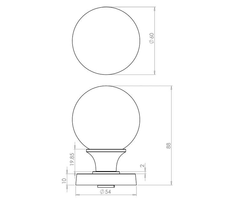 JH5209 Purple Coloured Plain Ball Glass Sprung Mortice Knob Furniture