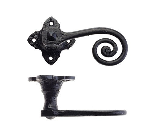 Foxcote Foundries Curley Tail Lever on Square Rose Black Antique FF400