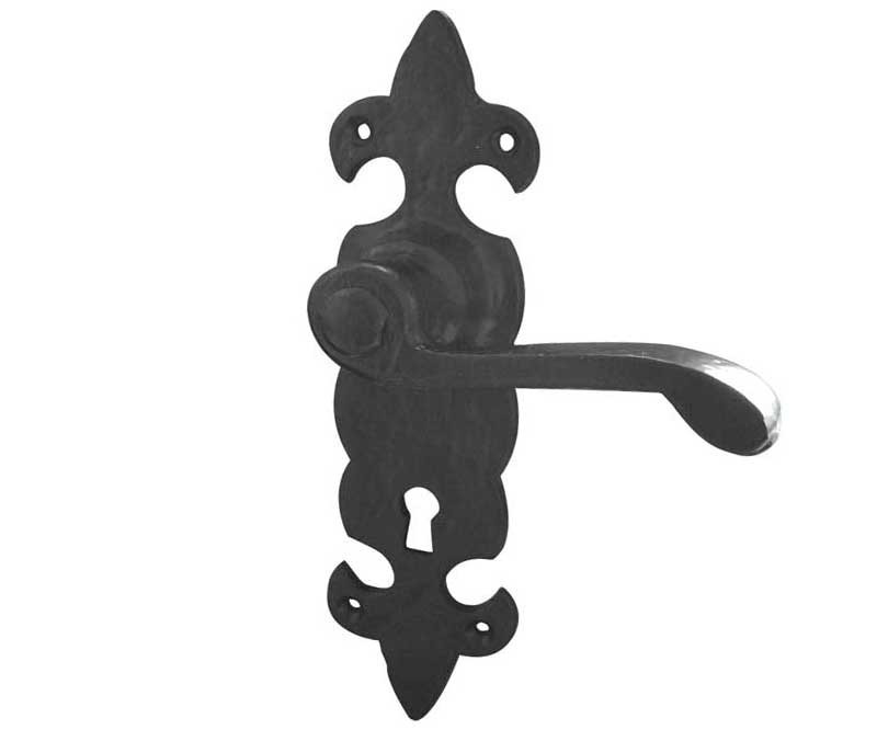 JAB83 - Fleur de Lys Door Handle - Black Antique lockSet
