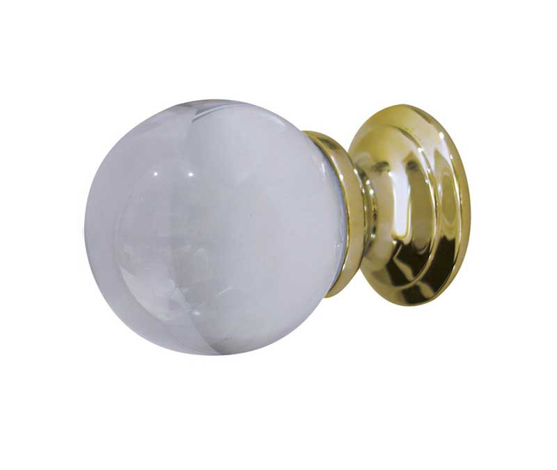 JH1151PB Plain Glass Clear Ball Cupboard Knobs Jedo Polished Brass