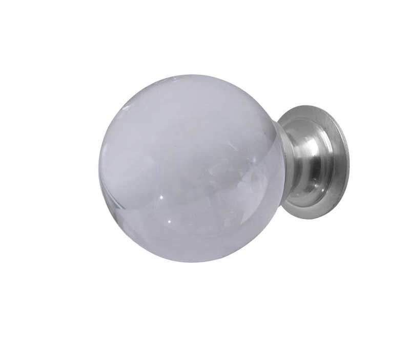 JH1151SC Plain Glass Clear Ball Cupboard Knobs Jedo Satin Chrome 