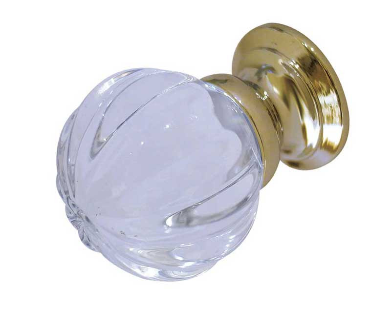 JH1152PB  Pumpkin Glass Cupboard Knobs Jedo Polished Brass