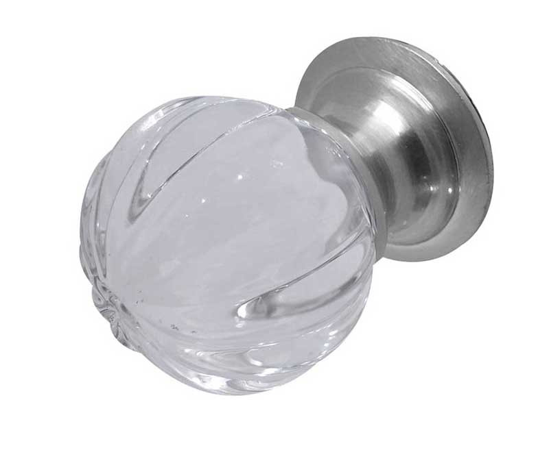 JH1152SC Pumpkin Glass Cupboard Knobs Jedo Satin Chrome 